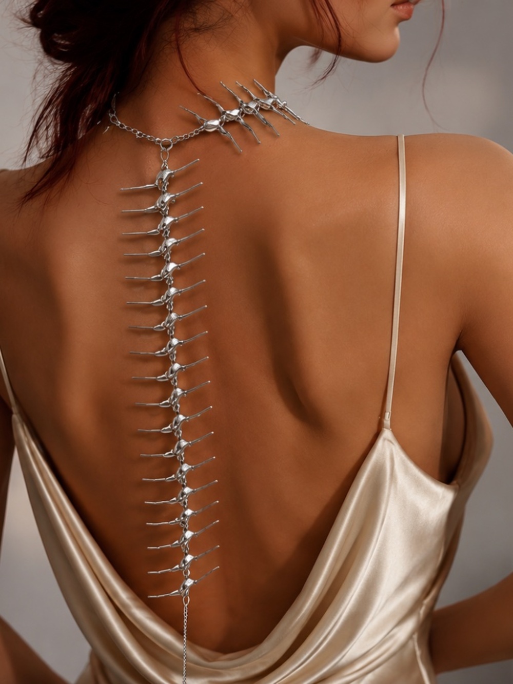 Silver Spine-Back Statement Necklace - Picture 10 of 11